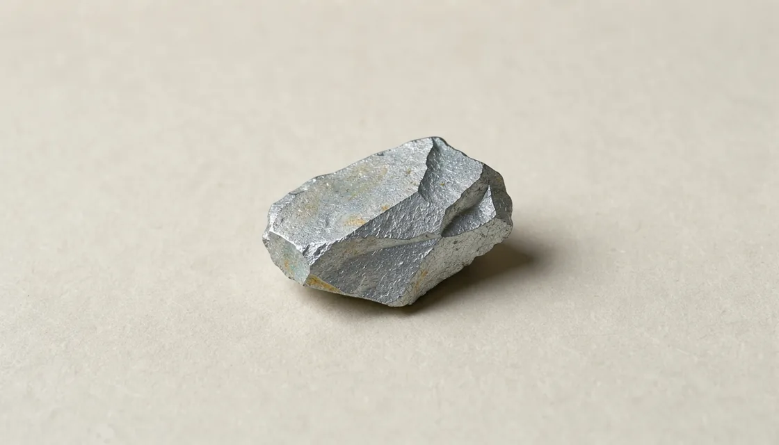 A small irregular zinc piece with a dull silver surface and angular crystalline facets.